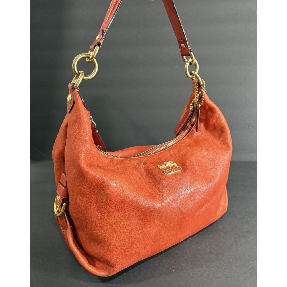 Coach Madison Women's High-quality Leather Hobo Shoulder Bag Burnt Orange - Picture 3 of 16